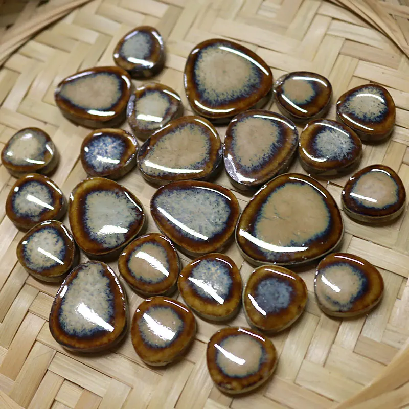Glass Mosaic Tiles DIY Mosaic Supplies 100g Oval Ceramic Mosaic Tiles Multi Color Mosaic Piece DIY Making Stones for Craft Hobby Arts Home Wall Decoration