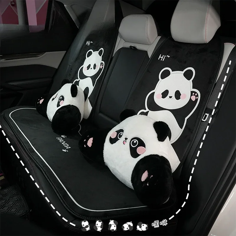 Panda Plush Car Neck and Lumbar Support Pillow Set