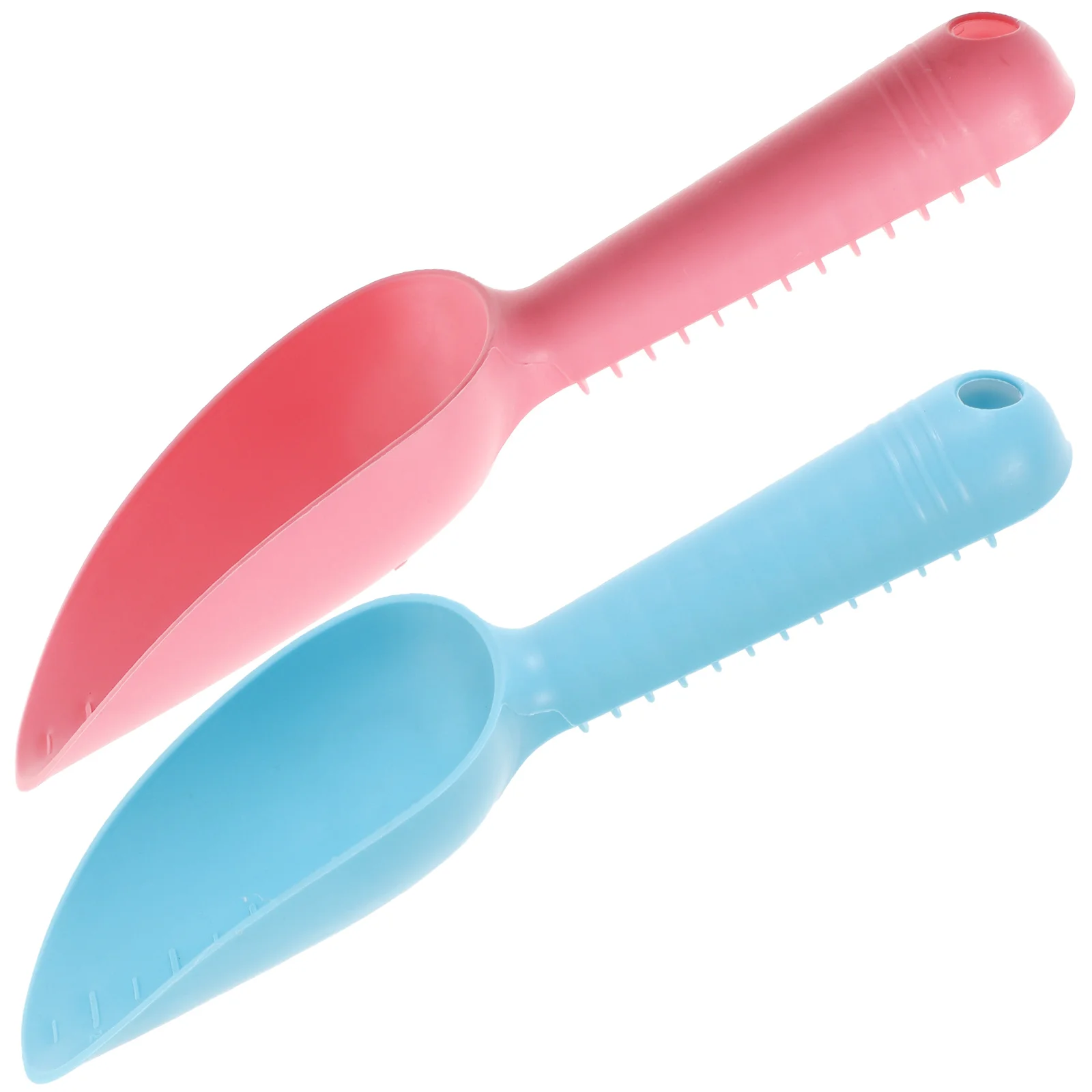 2 PCS Plastic Hand Trowel Homegrown Gardening Tool Flowerpot Break Scoop for Garden Plant(Blue and Pink)