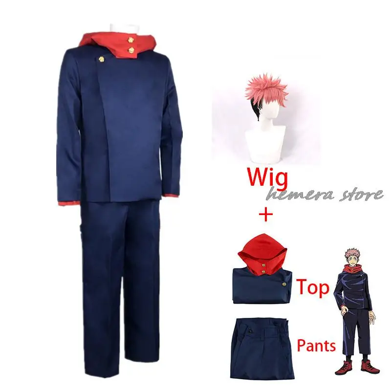 

Anime Jujutsu Kaisen Itadori Yuji Wig Top Pants Set Halloween School Uniform Role Party Cosplay Costumes Dropshipping