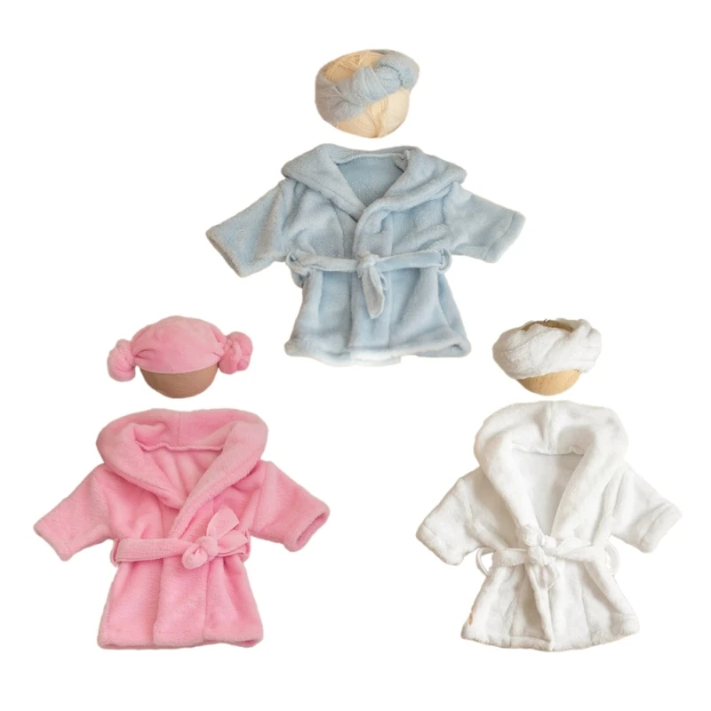 

Baby Photography Props Headband Bathrobe Wrap Set Newborn Photo Clothes