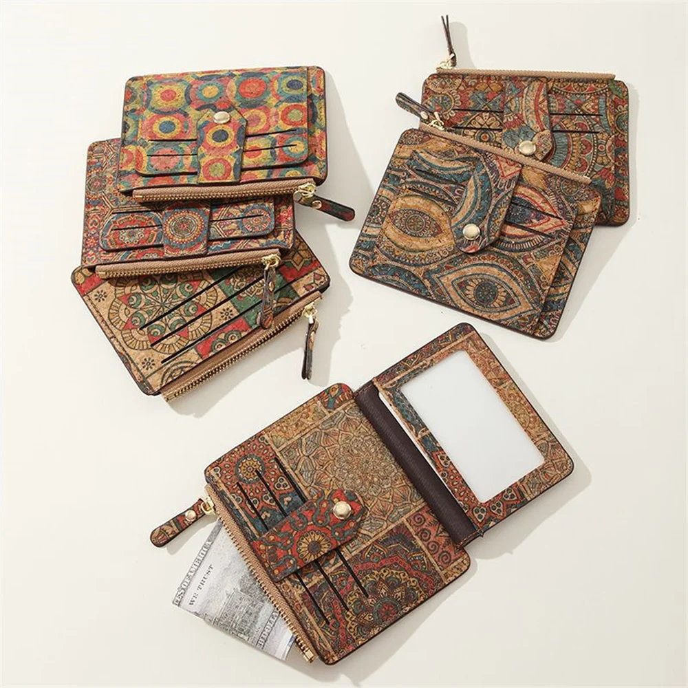 Portafoglio Donna Piccolo In Pelle PU - Bifold Con Cerniera, 4 Slot Carte, Finestra ID, Tascone Contanti, 11,5x9,5x1,5 Cm