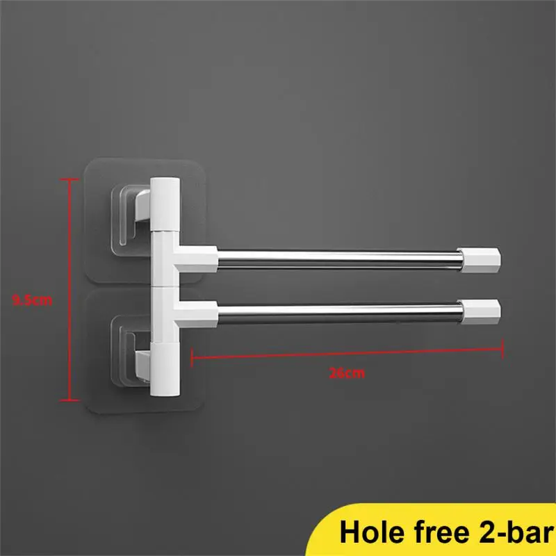 Bathroom Towel Rack Rotatable Towel Holder 99.99% Space Aluminum 2/3/4-Bar Hanger Kitchen Shelf Paper Hanging Wall Mounted