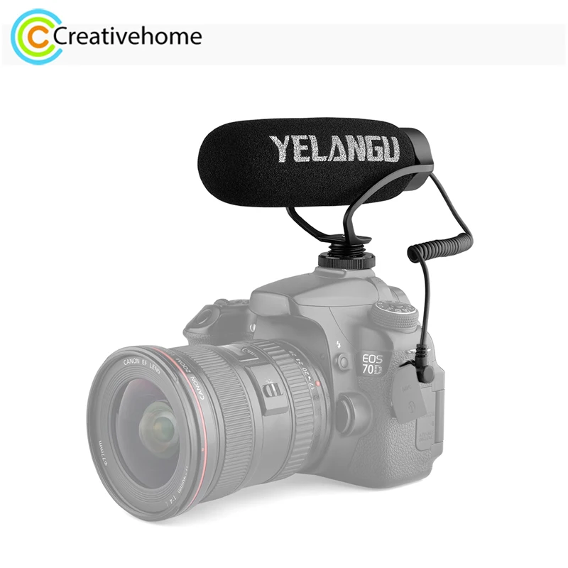YELANGU On-camera Microphone with Windproof Foam & 3.5mm Audio Cable for DSLR Camera & DV Camcorder