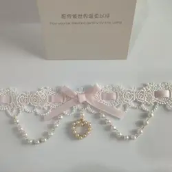 Elegant Pearl Lace Bowknot Choker Necklace for Women - Romantic Cute Style Jewelry (PK)