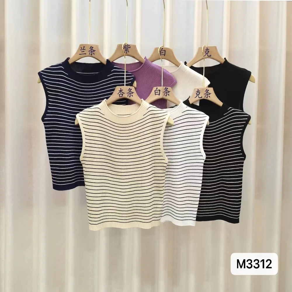 Description Picture 2 of itemSummer Striped Knitted Vest Fashion Sweet Sexy Tank Top Spice Girls Casual Short Top Women