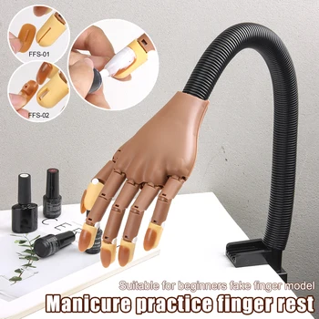 Kit di strumenti per la pratica della nail art con mano protesica, modello di mano realistico in gomma con supporto, articolazioni flessibili delle dita e unghie sostituibili