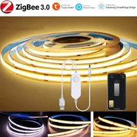 5V USB Tuya Zigbee 3.0 COB LED Strip Light 1m-5m Warm White Flexible Dimmable Lights 320leds/m Home Decoration for Alexa Google 1