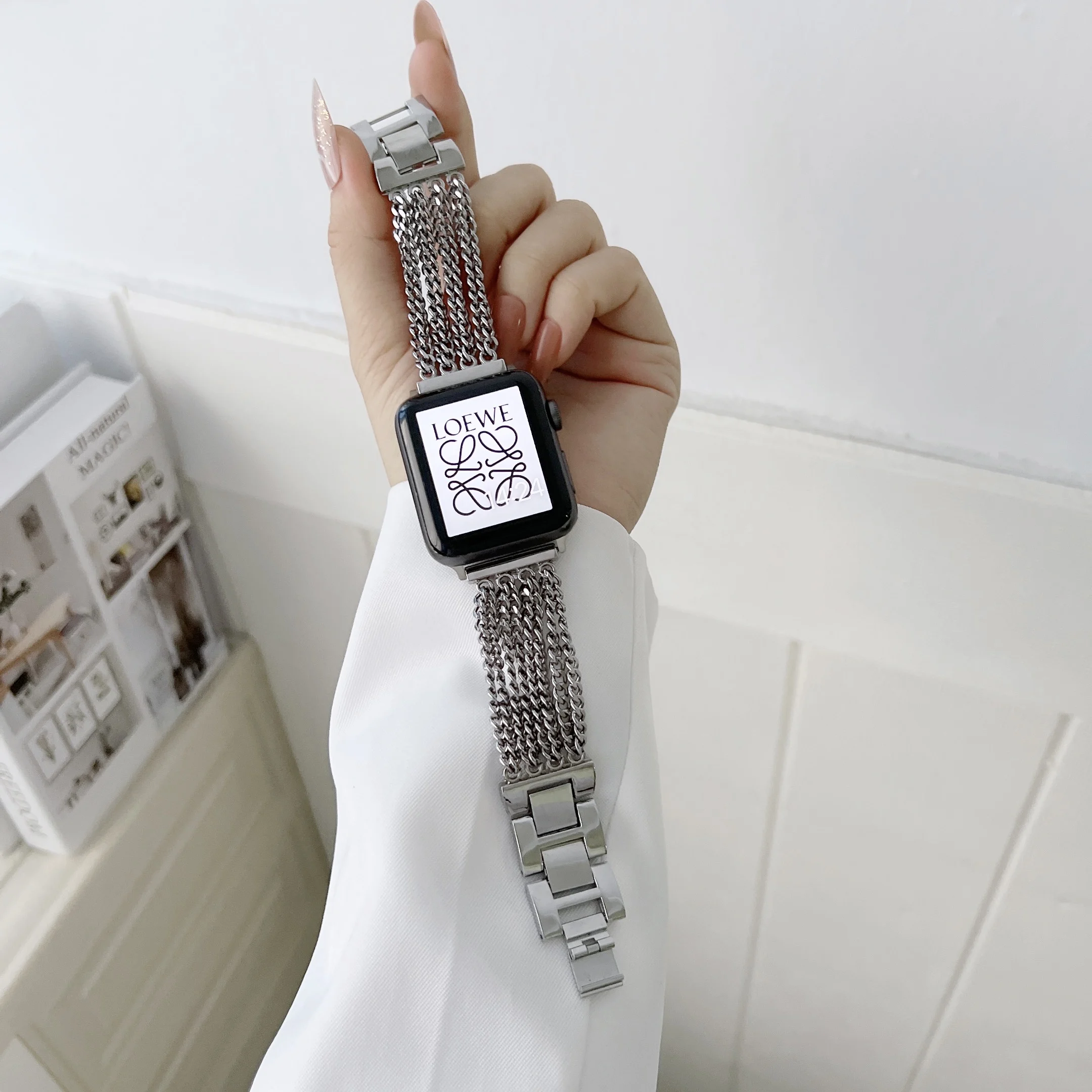 Metal Strap For Apple watch 45mm 41mm Series 8 7 Stainless Steel Link Bracelet Wristband For iWatch 6 5 4 SE 44mm 40mm 42mm band