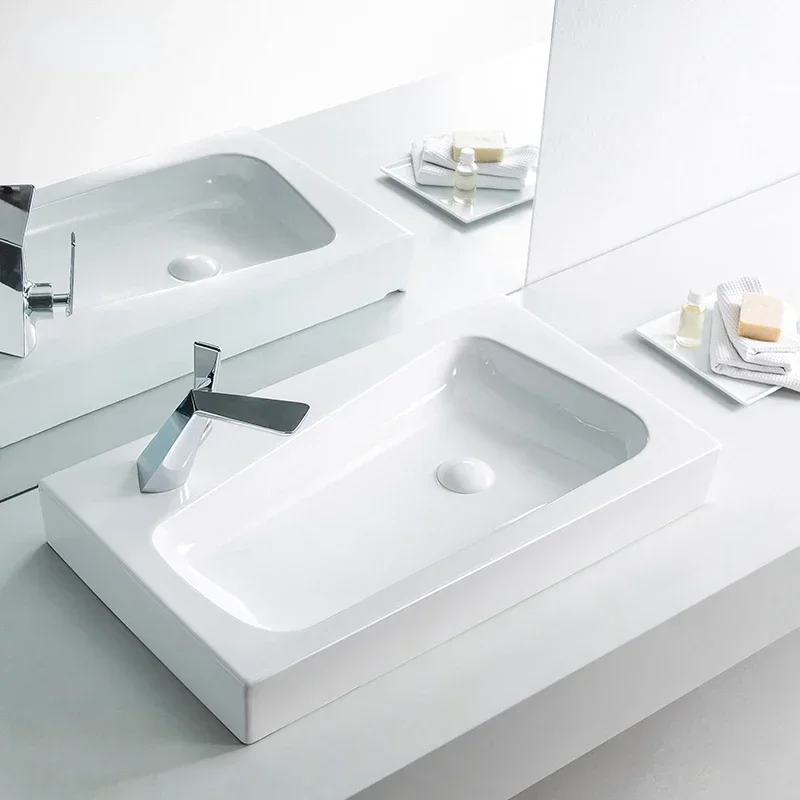 

Table Basin Nordic Style Geometric Aesthetics Washbasin Ceramic Bathroom Inter-Platform Basin Art Wash Basin Home Basin