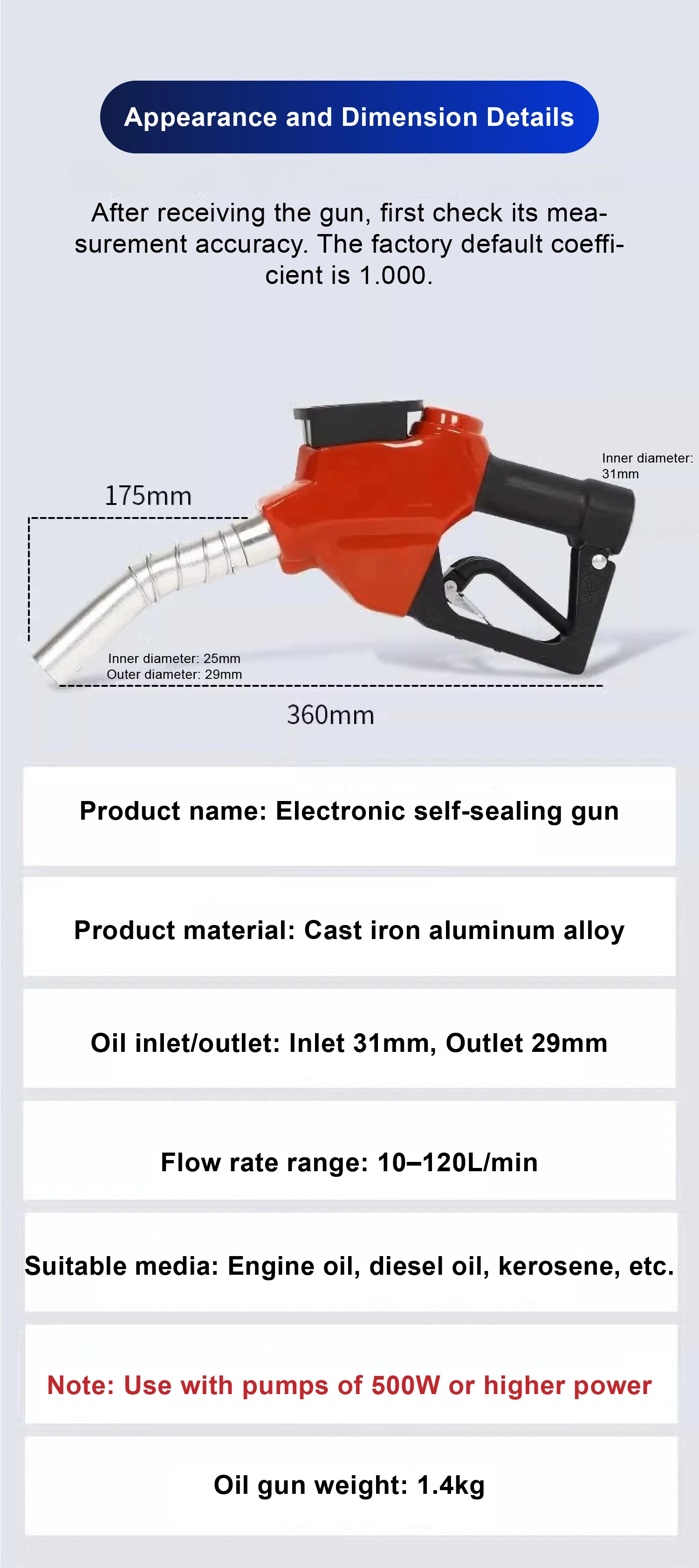 Automatic Diesel Fuel Nozzle Digital Flow Meter Oil Transfer Gun for Farm Truck