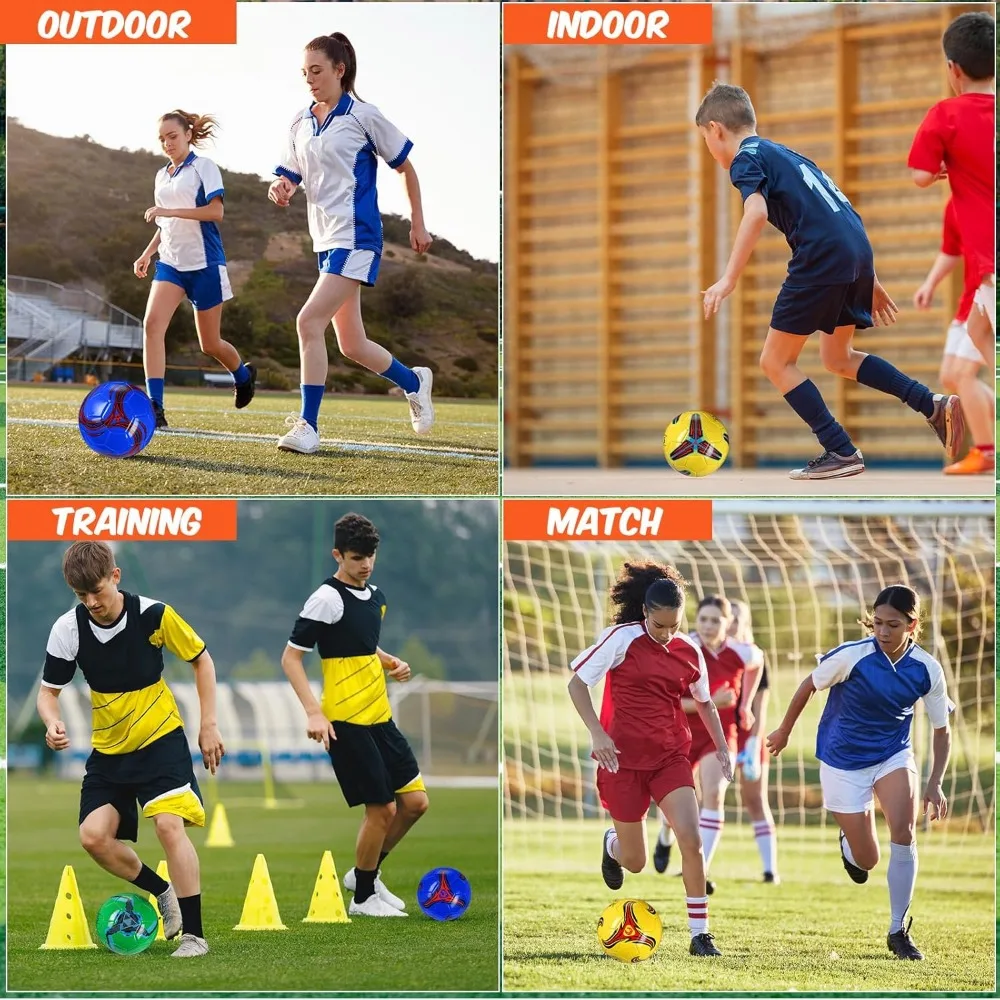 Bulk Pack of 12 Deflated Soccer Balls for Teens and Adults with Pump, Size 5, Suitable for Indoor and Outdoor Training, Ideal fo view 5