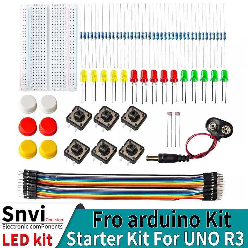Starter Kit MEGA 2560 R3 MINI Avec Breadboard, LEDs, Fils, Boutons - Compatible Arduino