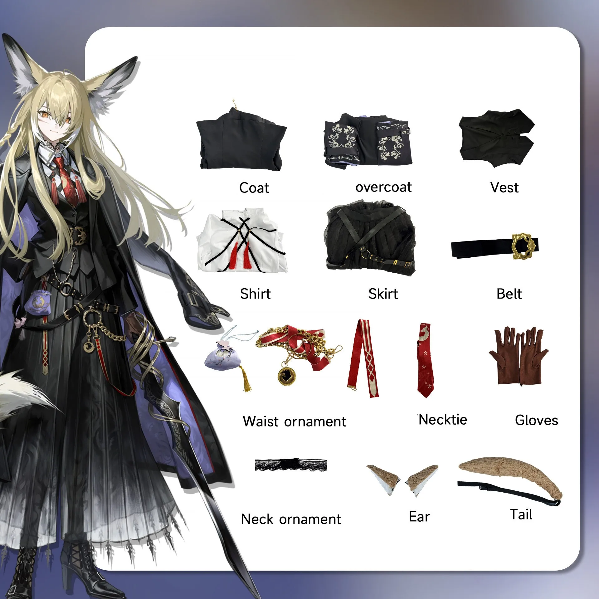 Fantasy Black Cloak Skirt Coat Cosplay Costume