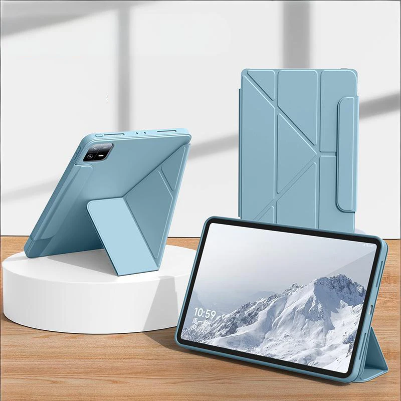 Versatile Foldable Leather Stand Case with Soft Silicone Cover, Fits Multiple Tablets