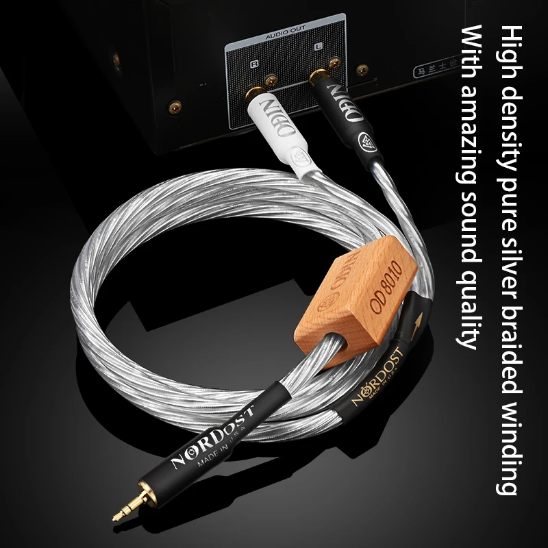 Odin HiFi 3.5 2RCA 케이블 7N OCC 혼합 실버 스테레오 3.5mm 잭 2RCA 남성 오디오 케이블 (앰프 용) 홈 시어터 스피커