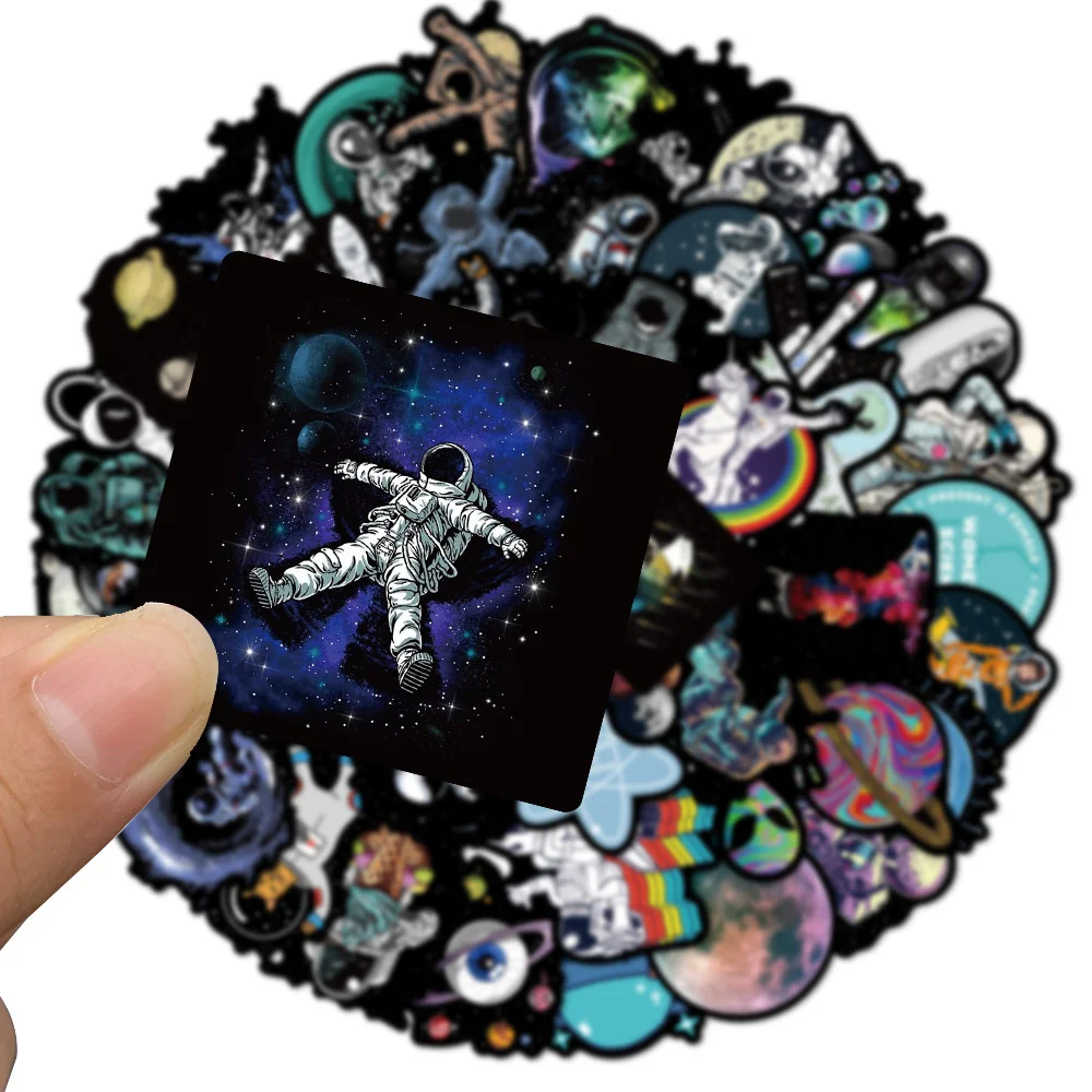 

10/30/50PCS Black Universe Cartoon Astronaut Graffiti Sticker For Luggage Laptop iPad Skateboard Mobile Phone Sticker Wholesale