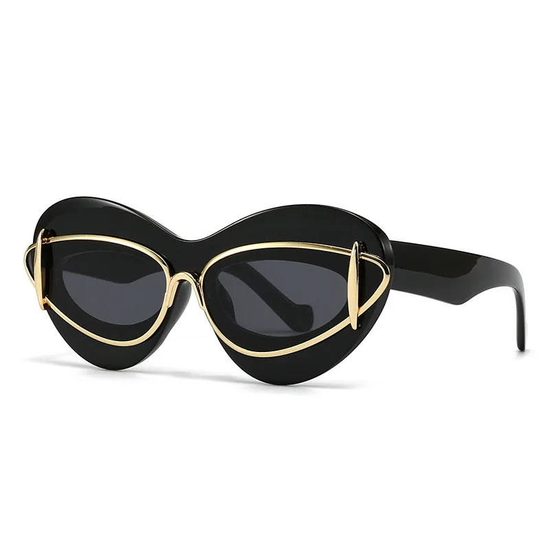 

2024 Europe and the United States new fashionable cat-eye big frame women's sunglasses trend senior sense of men's sunglasses