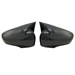 Glossy Black Bat Style Mirror Cover Set - Sleek Exterior Car Shields (Carbon fiber pattern)
