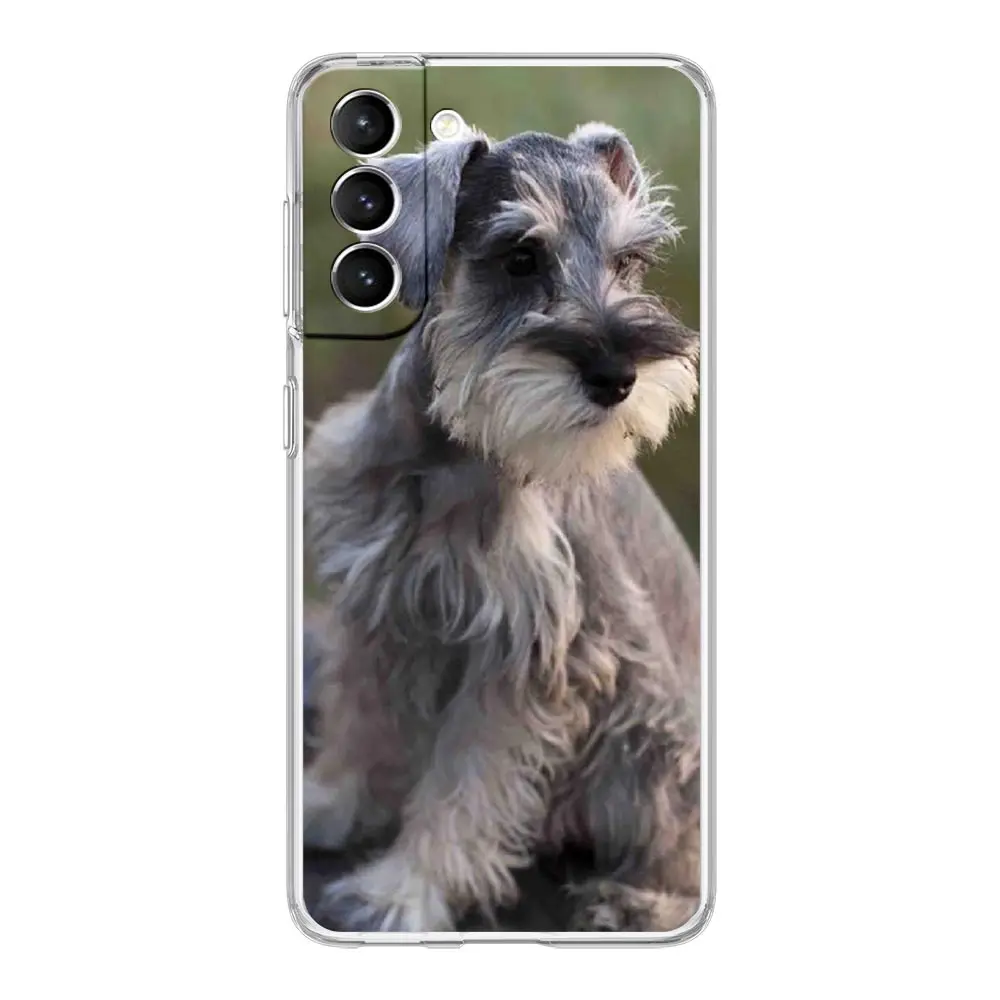 Clear Soft Cover Phone Case with Cartoon Schnauzer Dog Design