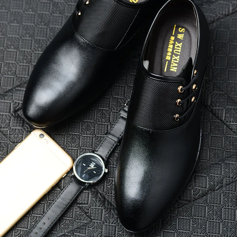 Leather shoes Men Casual Slip-on Business Dress All-Match Wedding Shock-Absorbing Wear-Resistant Size 38-48