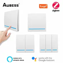 

Aubess Zigbee Tuya Smart Switch Push Button Switch No Neutral Required Remote Control Switch App Smart Switch Free Wiring 2MQTT