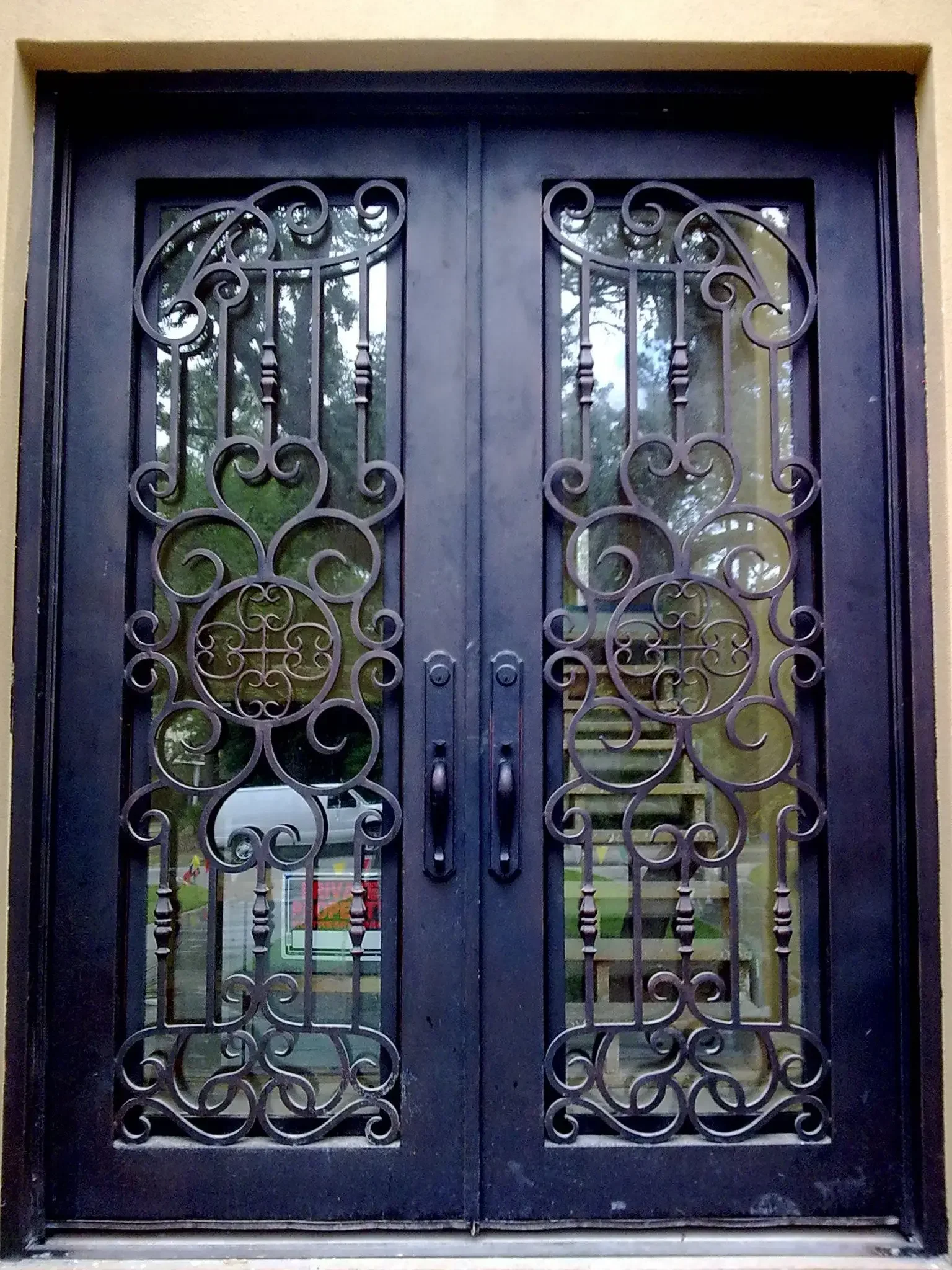 Factory Wholesale Iron Doors Double Entrance Iron Front Entry Door Security Door 3