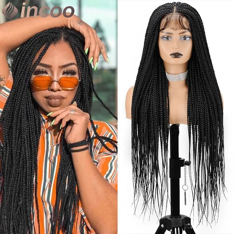 

Synthetic Transparent Full Lace Front Braided Wigs For Women Box Cornrow Braiding Lace Wigs Goddess Knotless Braids Wigs