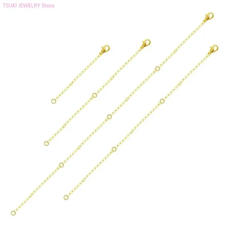 62KE Stilvolle Halsketten- und Armbandverlängerungen, 4er-Pack Gold- und Silberkettenverlängerungen – Detail 8