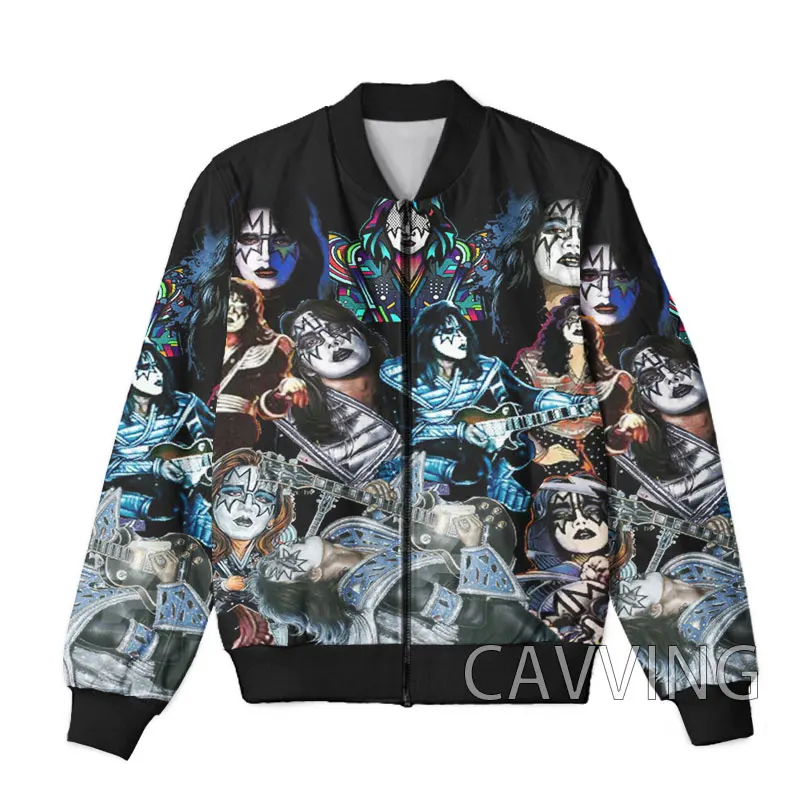 New Fashion Women/Men's  3D Print  KISS Rock Band   Zipper Bomber Jackets Men Overcoat Mens Coat Zip Up Jackets  K03 5