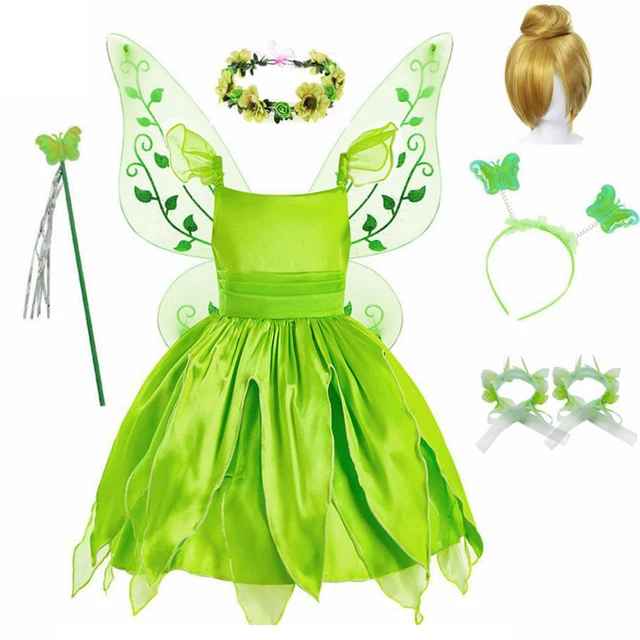 Girls Flower Fairy Dress Up Kids Princess Dress With Wings Halloween Princess Costume Elves Party Tinkerbell Tinker Bell Dress 1