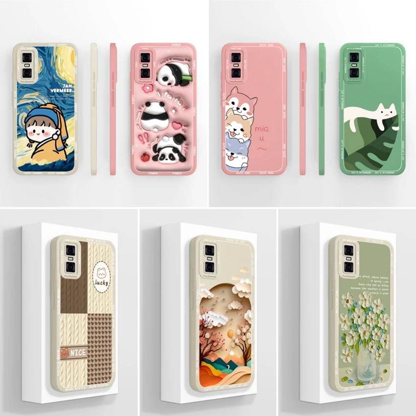 Candy Color Cute Panda Pattern Soft Liquid Silicone Scratch Resistant Phone Cover - High Quality Protection