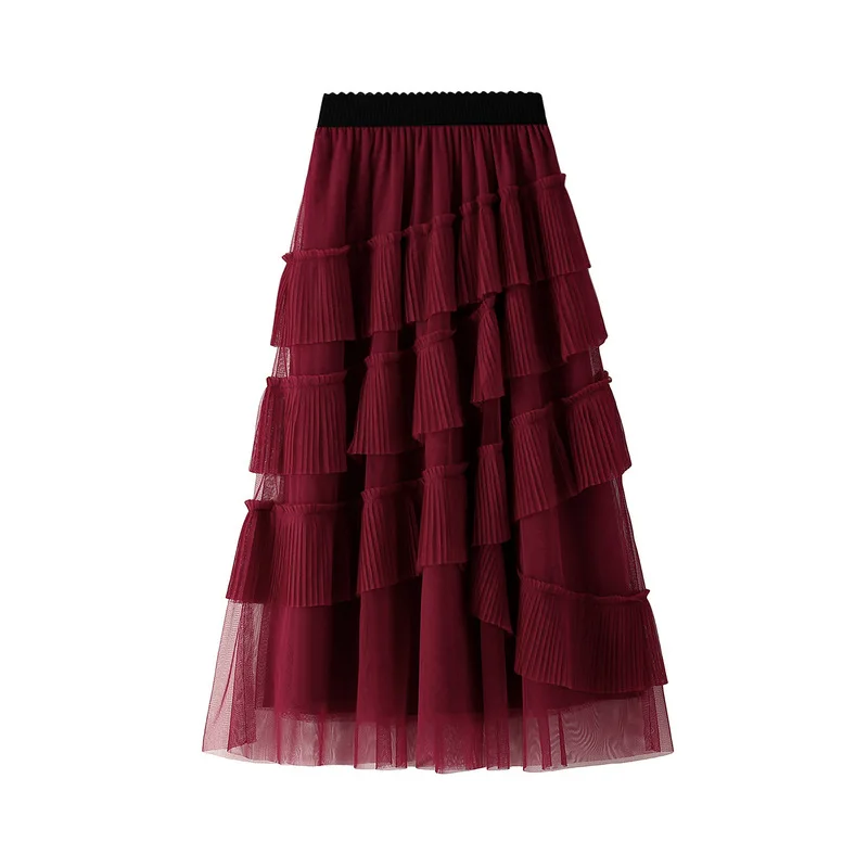 

Multi Layered Cake For Women Spring Autumn 2024, High Waisted And Slim In Ins Super Hot Mesh Skirt, Mid Length Skirt 8552