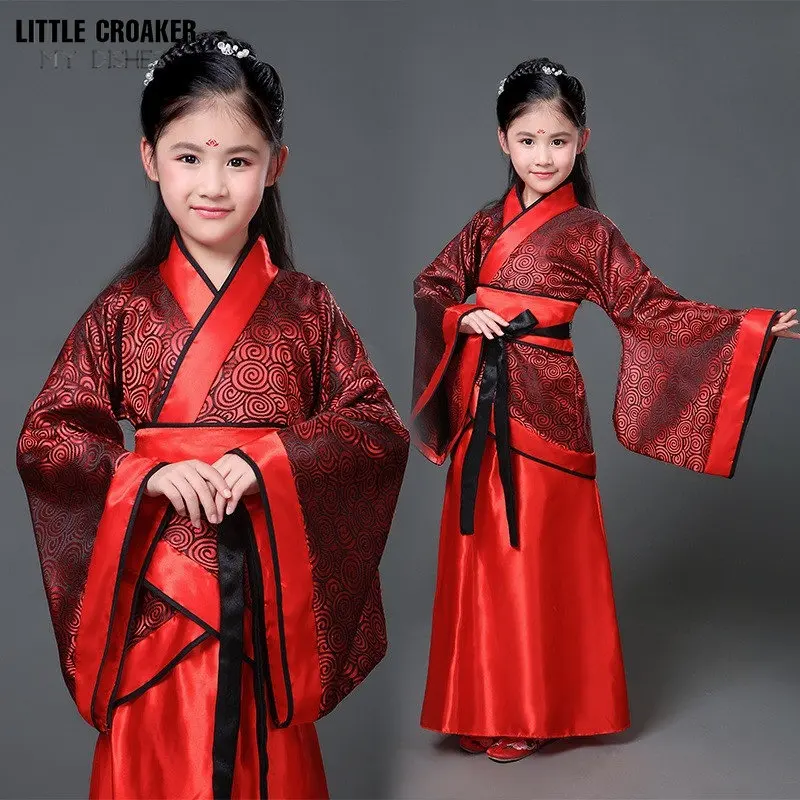 Chinese Dames Kleding Vintage Clothing for Girls Karneval New Year Hanfu Dress Kid Adult Women Dancer Costume vintage elegante v hals vest trui voor vrouwen gouden knopen lange mouw gebreide tops2023 herfst mode vintagechique dames truien