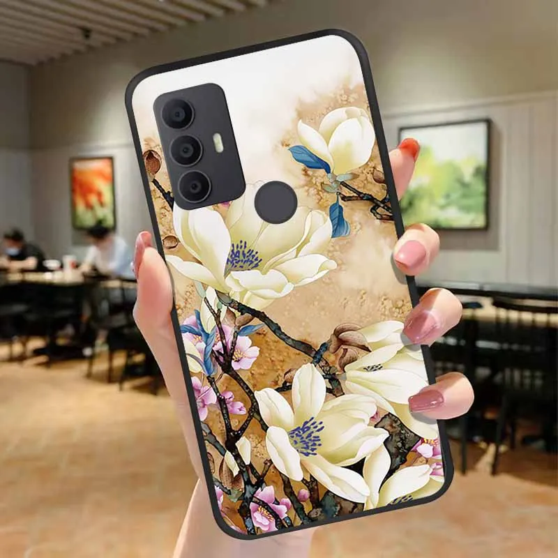 Фото Для TCL 30 40 SE 305 306 40R 403 405 чехол 3D цветок мягкий рельефный тисненый силиконовый чехол для TCL 30 SE 40SE Etui TCL40SE №5