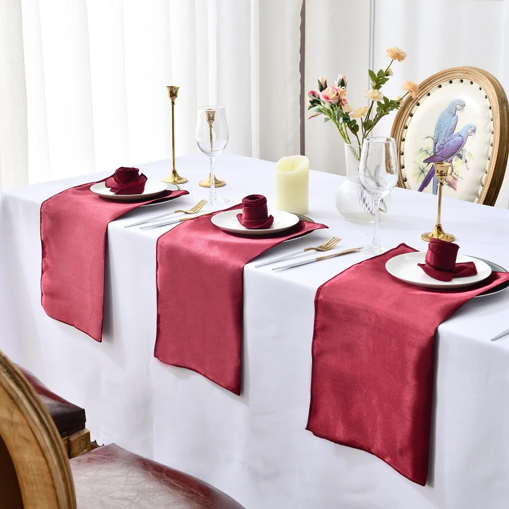 50 Pcs Satin Table Napkins 50*50cm Square Dinner Napkins Washable Soft Table Napkins for Wedding Birthday Parties Decoration