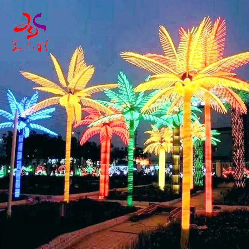 야외 대형 상업용 LED 조명 코코넛 나무, custom.2023, 전문 공장 공급, 새로운 디자인