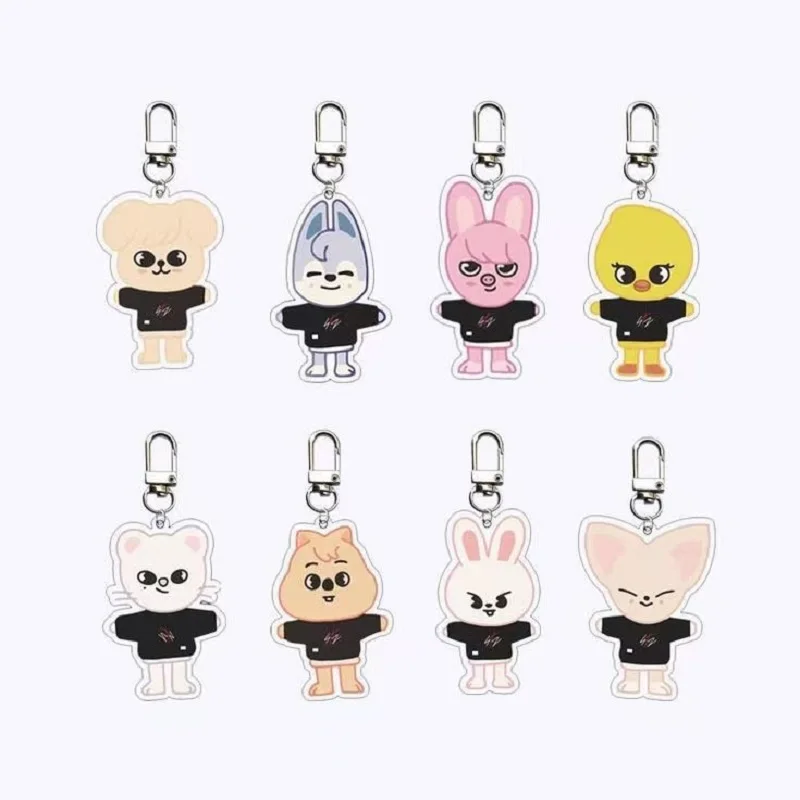 Cartoon SKZOO Stray Children Kawaii jyp jyp kz Acrylic Double sided Keychain Backpack Pendant Car Keychain Pendant Couple Gift key chain,backpack decoration