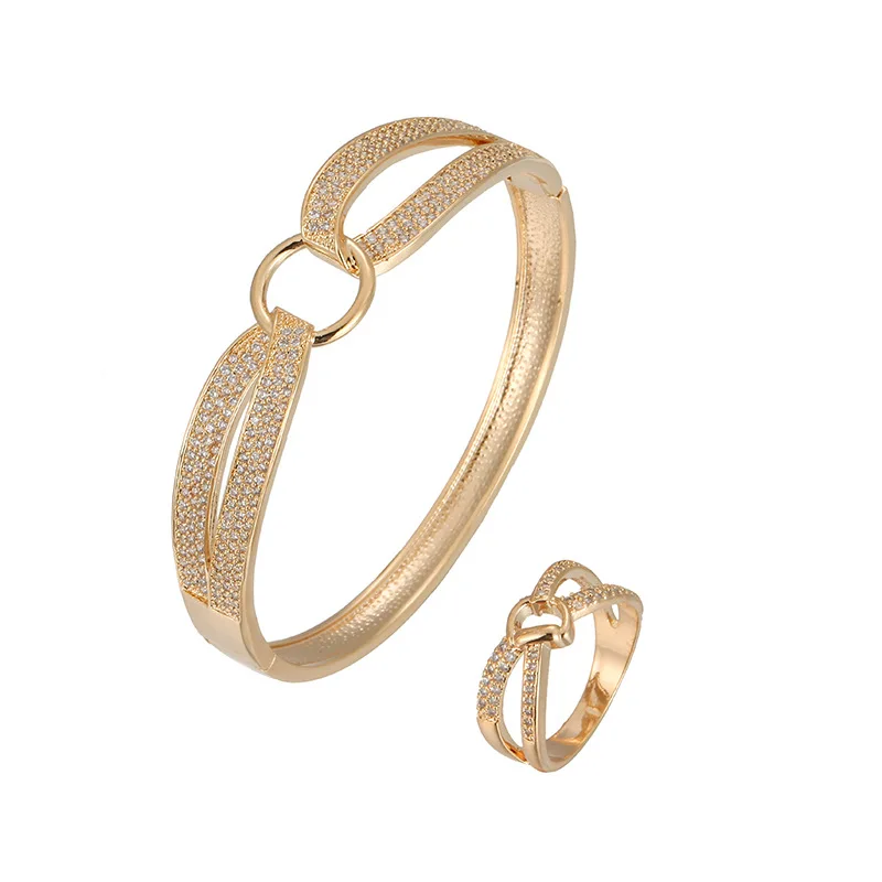 

Fashion Luxury Trendy Saudi Arabia Bangle Ring Set Jewelry Sets For Women Wedding Engagement brincos para as mulheres 202 N-1709