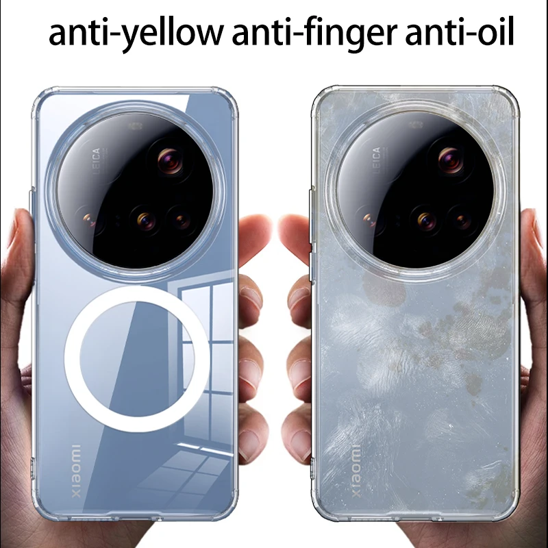 Enhanced Magnetic Wireless Charging Armor Case - Matte & Clear, Military Shockproof Cover