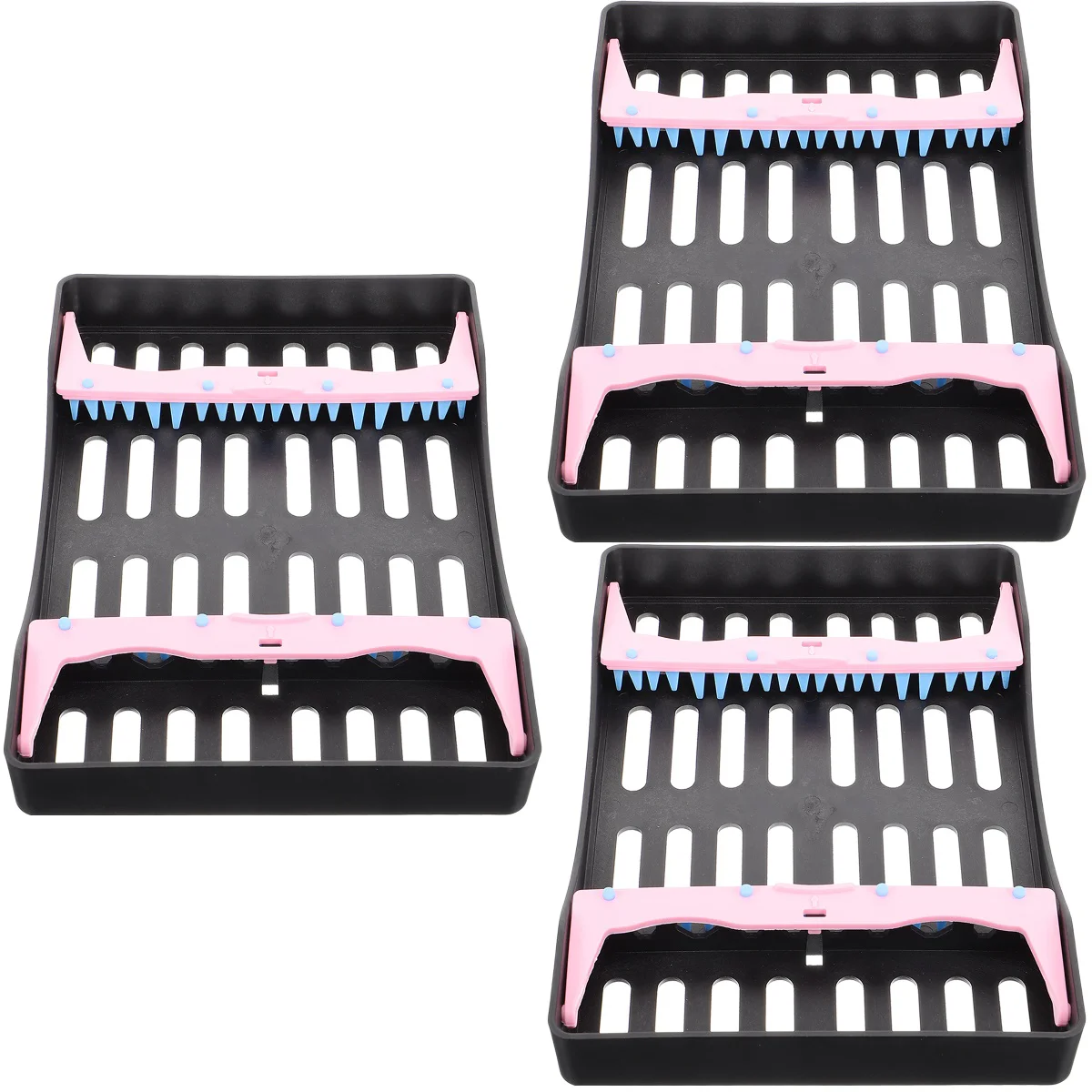 

3 PCS Instrument Box Multiple Grid Burs Holder Devices Organizer Plastic Containers Drill Storage