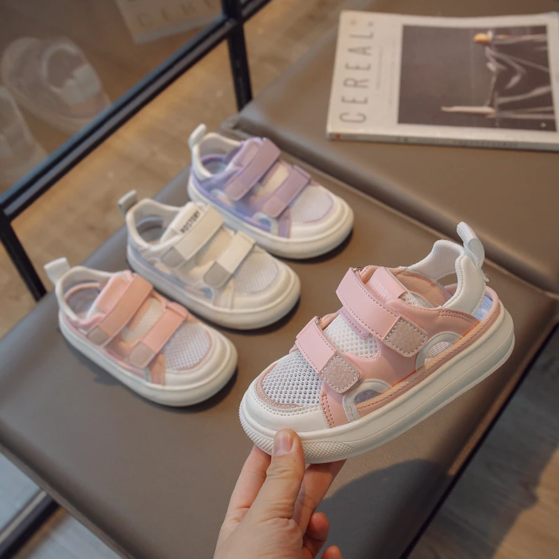 

Girls Casual Shoes 2023 Summer Kids Sandals Comfortable Breathable Mesh Student Shoes Anti-Slippery Children Sneakers Size 23-36