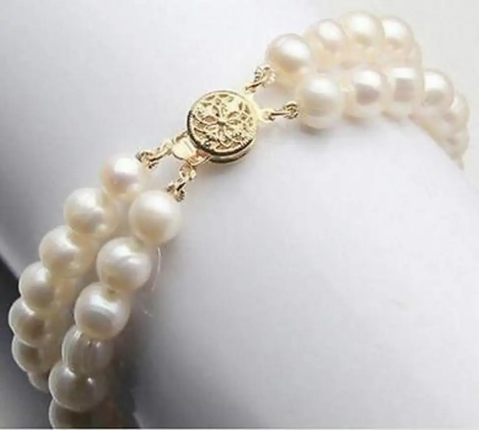 

Браслет с искусственным жемчугом Akoya белый, 2 ряда, 7-8 мм, 7,5 дюйма, AAA +