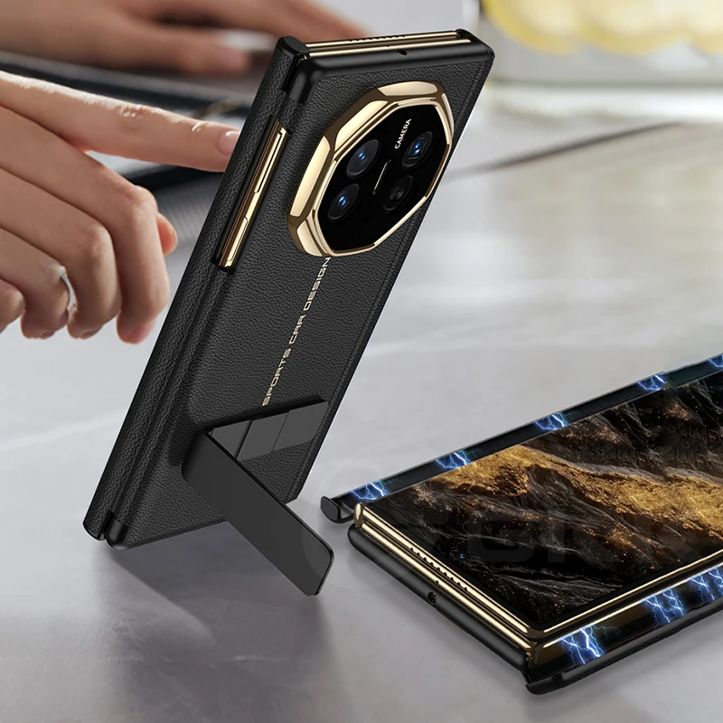 Double Magnetic Hinge All-included Case For Huawei Mate XT Luxury Plating Plain