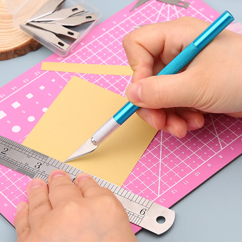 Leather Carving Knife Leather Engraving Knife 3 Size Replaceable Blades Finger Protector Tools carving knife