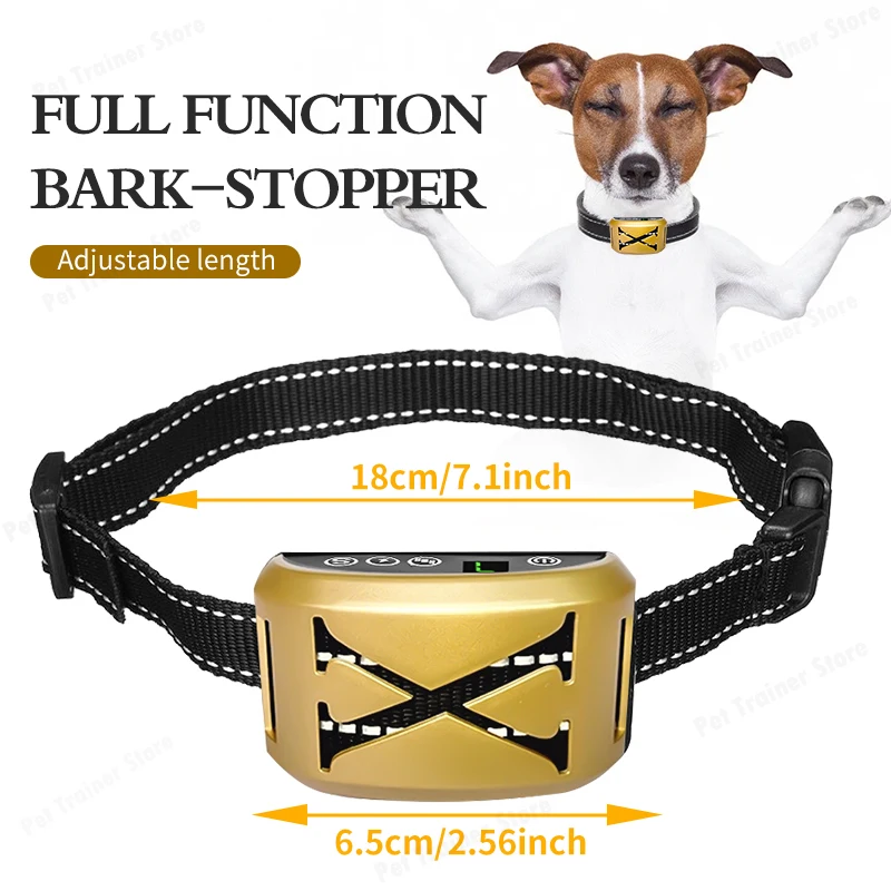 Smart Automatic Anti Barking Dog Collar HD Digital Display IP7 Waterproof Collar For Dog Rechargeable Bark Stopper Barking Stop dog bark deterrent dog collar accessories