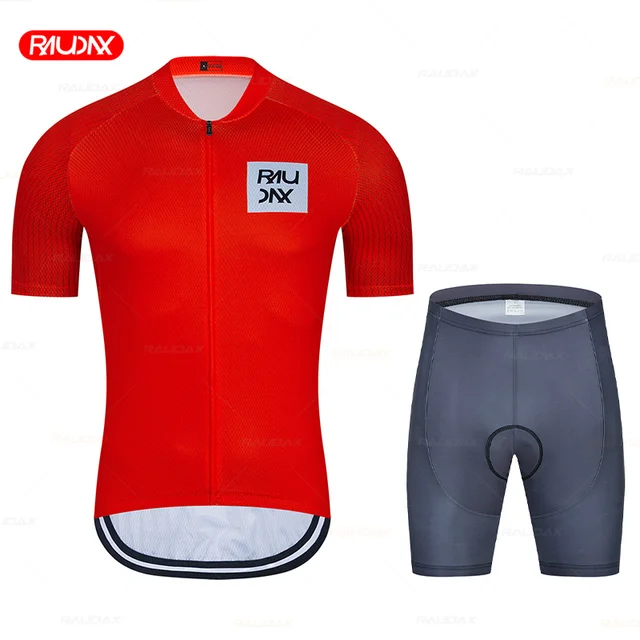 "RAUDAX" rote Radfahren-Trikot mit Jacke und kurze Hose im Set für MTB-Triathlon-E-Bike-Sportswear Anzüge 1