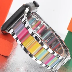 Dual - Tone Adjustable Band for Smartwatch - Unisex Strap Bracelet (Silver Rainbow)