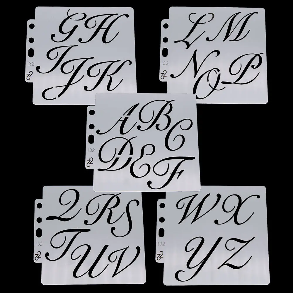 цена 5Pcs/Set 13cm Graffiti Letters Alphabet DIY Layering Stencils Painting Scrapbook Coloring Embossing Album Decorative Template