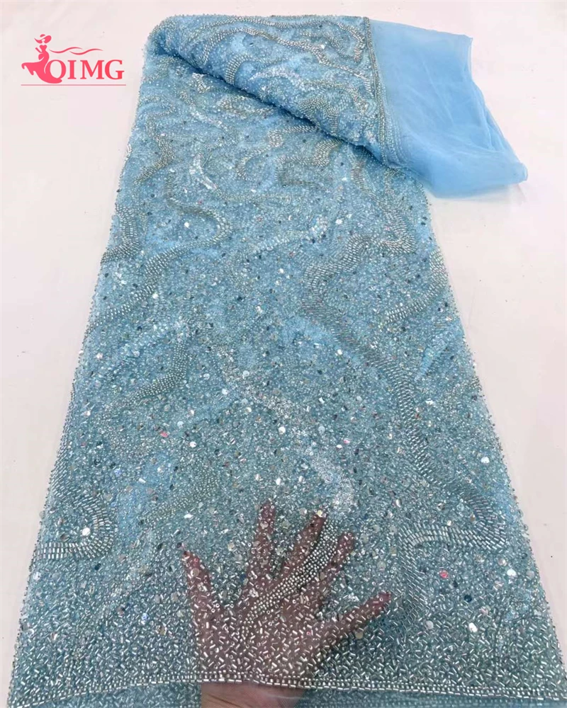 

African Lace Fabric 2023 Sequins Embroidery Groom Nigerian Lace Bridal High Quality French Tulle Lace Fabric For Beaded Wedding